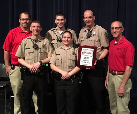 Deputy Pederson receiving the South Dakota SRO of the year award